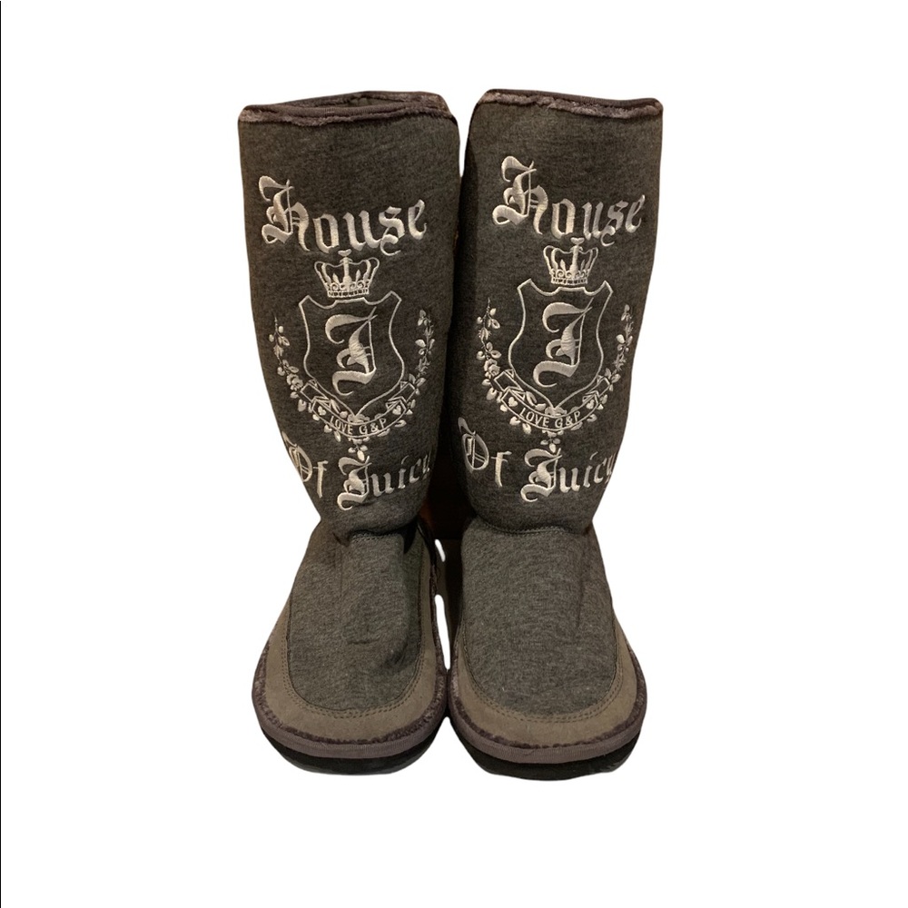 Rare Juicy Couture House Of Juicy Knee High Grey Boots Laced Ribbon Sz9